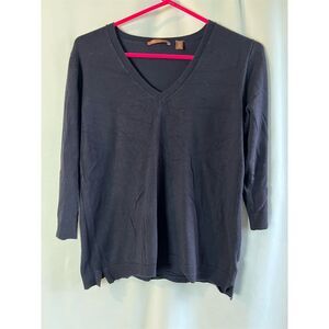 525 America Women's V-Neck Pullover Sweater Black XL Long Sleeve